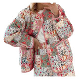 Chaqueta De Plumón Para Mujer, Cárdigan, Estampado Floral, L