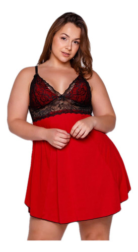 Camisola Plus Size Linha Noite Pijama Renda Feminino