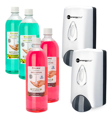 Kit Premium: 2 Dispensadores + 4 Jabones Espuma 1000ml