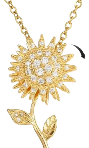 Collar Colgante Girasol Baño Oro 18k Estuche De Regalo Grtia