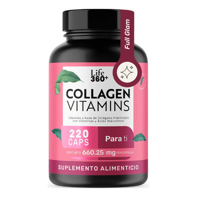 Colágeno Y Vitaminas Life360+ Collagen Vitamins 220 Cápsulas Sin sabor Ácido Fólico Suplemento Alimenticio | Meses sin interés