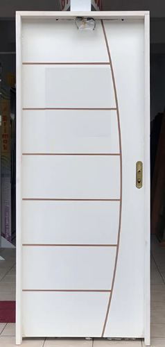 Porta Branca Frisada De Madeira Hdf Completa 2,10x0,80