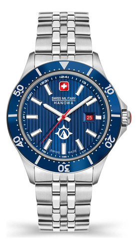 Reloj Swiss Military Smwgh2101005 Para Hombre Cristal Zafiro Color De La Malla Plateado Color Del Bisel Azul Color Del Fondo Azul