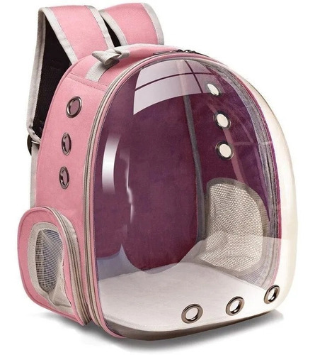 Mochila Pet Visão Panorâmica Astronauta Cachorro Gato Cão Cor Rosa