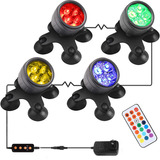 Paquete De 4 Luces Led Sumergibles Rgb