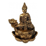 Incensário Cascata Flor De Lótus Buda Hindu Meditando 12cm