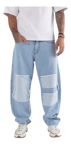 Jean Pantalon Baggy Celeste Oversize Holgado Hombre Premium 