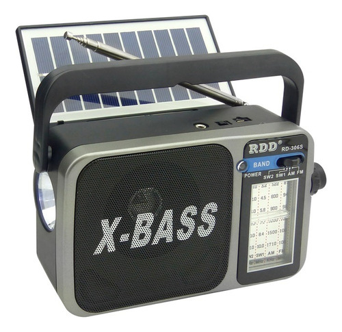 Radio Solar Recargable Multi-banda Con Linterna/am/fm/aux/sw