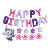 Set Globos Unicornio Decorativo Kit Happy Birthday Pastel