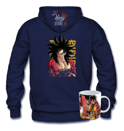 Poleron Con Cierre + Taza, Goku Super Saiyan 4, Dragon Ball Gt, Anime, Xxxl