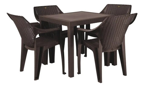 Set 4 Sillas 1 Mesa Ratan Jardin Negocio Interior Y Exterior