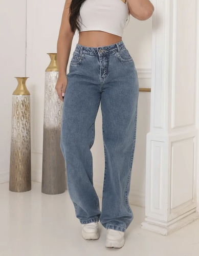 Calça Jeans Wide Leg Feminina Cintura Alta Sem Lycra Stillge | MercadoLivre