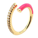 Anillo Rosa De Plata 925 Oro 18k Espiral Zirconias Mujer