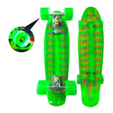 Skate Penny Patineta Verde Luces Rgb Ruedas Led Niñ@s