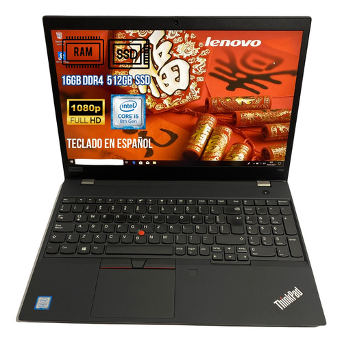 Laptop Lenovo T590 Core I5 8va 16 Gb 512 Ssd 15.6 Full Hd 