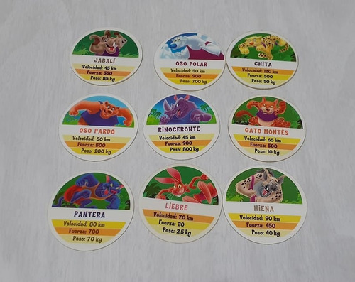 Lote De 9 Tazos Animales Varios Galletitas Formis