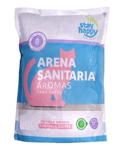 Arena Sanitaria Para Gatos Ecologica Stay Happy 2kg Lavanda