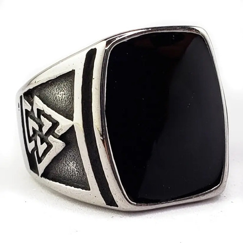 Anillo Valknut Amuleto Evolución Acero Inoxidable Negro