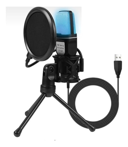 Microfone Gamer Rgb Sf-666r Pop Filter Usb Pc Yanmai 