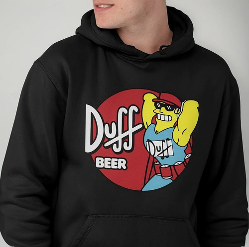 Sudadera Negra Con Capucha Estampado Cerveza Duff Simpson