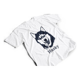 Camiseta Algodón Para Adulto Estampado Perro Husky Siberiano