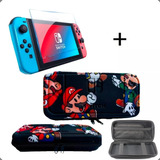 Case Estojo Nintendo Switch Clássico Mario + Película Vidro