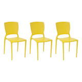 Combo 3 Cadeiras De Jantar Safira Amarela Tramontina