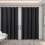 Cortina Para Sala Jacquard Semi Blackout Preto 4,00x2,50