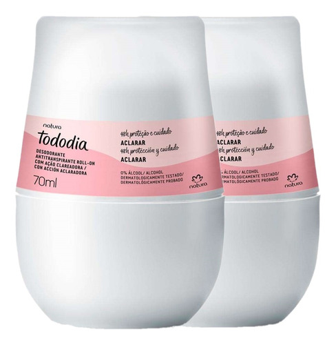 2 X Desodorante Roll-on Aclarar Tododia Natura 70ml