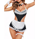 Babydoll Disfraz Maid Maid Sexy Sling Delantal Malla