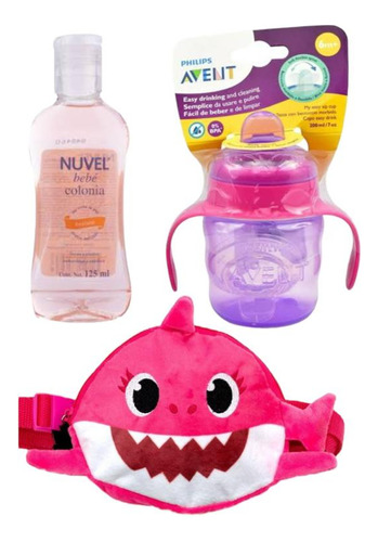 Cangurera Baby Shark + Vaso Entrenador 7oz + Colonia Nuvel