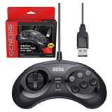 Control Para Sega Genesis Alambrico Con *usb* 8 Botone Negro