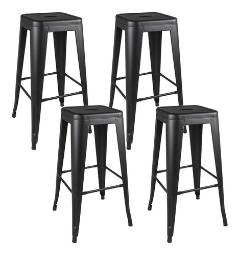 Pack 4 Taburetes Pisos Metal Tolix Comedor Bar Lf5-03h Negro