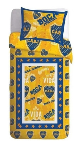 Cubrecama Futbol 1½ Boca Casablanca Twin 170x230 Cm 