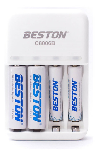 Cargador Beston Con Baterías Recargables Aa X2 + Aaa X2