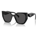 Gafas De Sol Prada Pr19zs 1ab5s0 55 Con Montura Negra, Varilla Negra, Lente Gris Oscuro, Diseño Rectangular