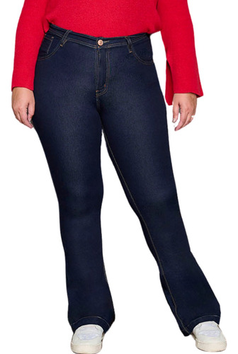 Pantalon Jean Azul Oxford De Mujer Elastizado Talles Grandes
