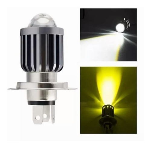 Foco Led H4 Faro Moto Lupa Blanco Amarillo Proyector