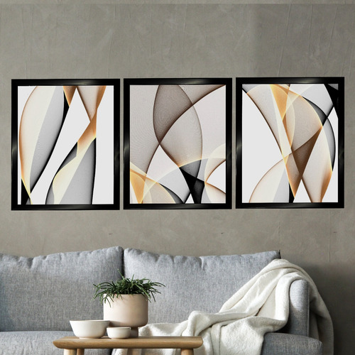 Set 3 Cuadros Grande Elegante Abstracto Minimalista 55x45 Cm