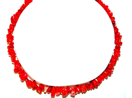 Collar Piedra Natural Coral Rojo 43 Cm Chip