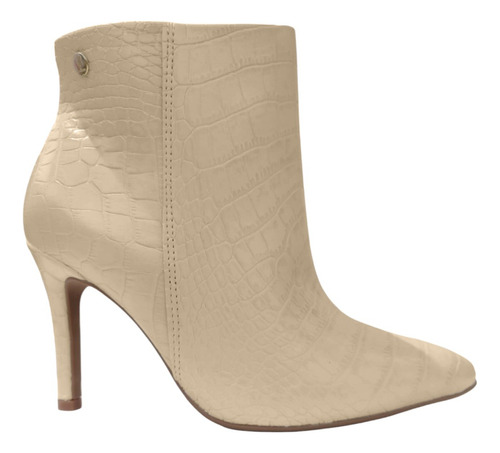 Botinetas Beige Simil Reptil Con Taco Aguja Mujer Vizzano