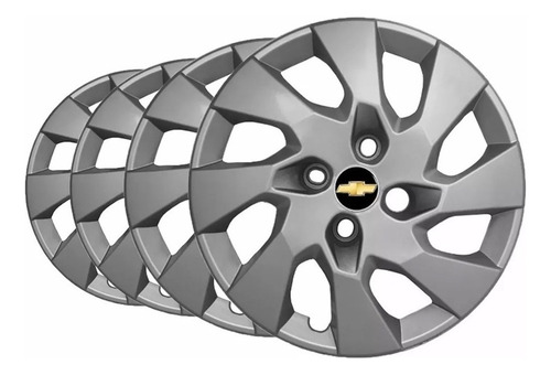 Calota Aro 13 Gm Chevrolet Todos Prata C/ Emblema Preto