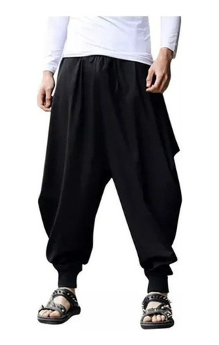 Pantalones Harem Hombre Algodón Lino Festival Baggy Pantalon