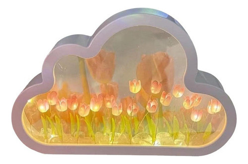 Luz Nocturna Con Espejo De Tulipán De Nube Para Dormitorio-b