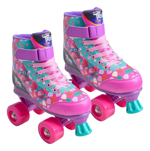 Patins Trolls Poppy Quad Roller Infantil Candy Resistente