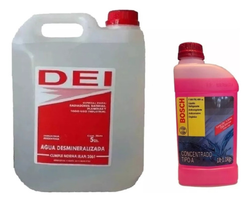 Kit Refrigerante Bosch Rojo Tipo A 1l+ Agua Destilada Dei 5l