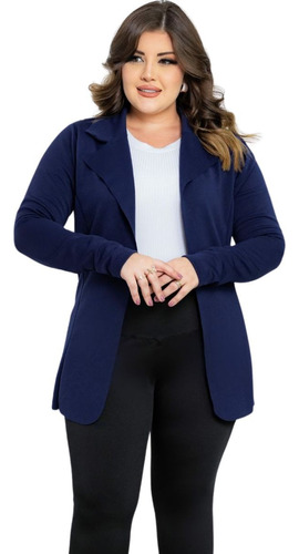 Sobretudo Blazer Longo Casaco Alfaiataria Social Plus Size