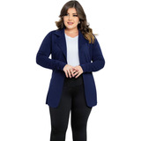 Sobretudo Blazer Longo Casaco Alfaiataria Social Plus Size