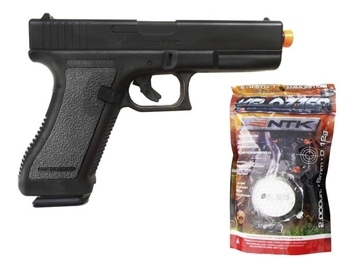 Pistola Spring Airsoft 6mm Pistolada Glock K17 + 2000 Bbs