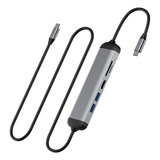 Hub Usb Tipo C, 6 En 1, Con Cable De Carga Pd De 1.5m